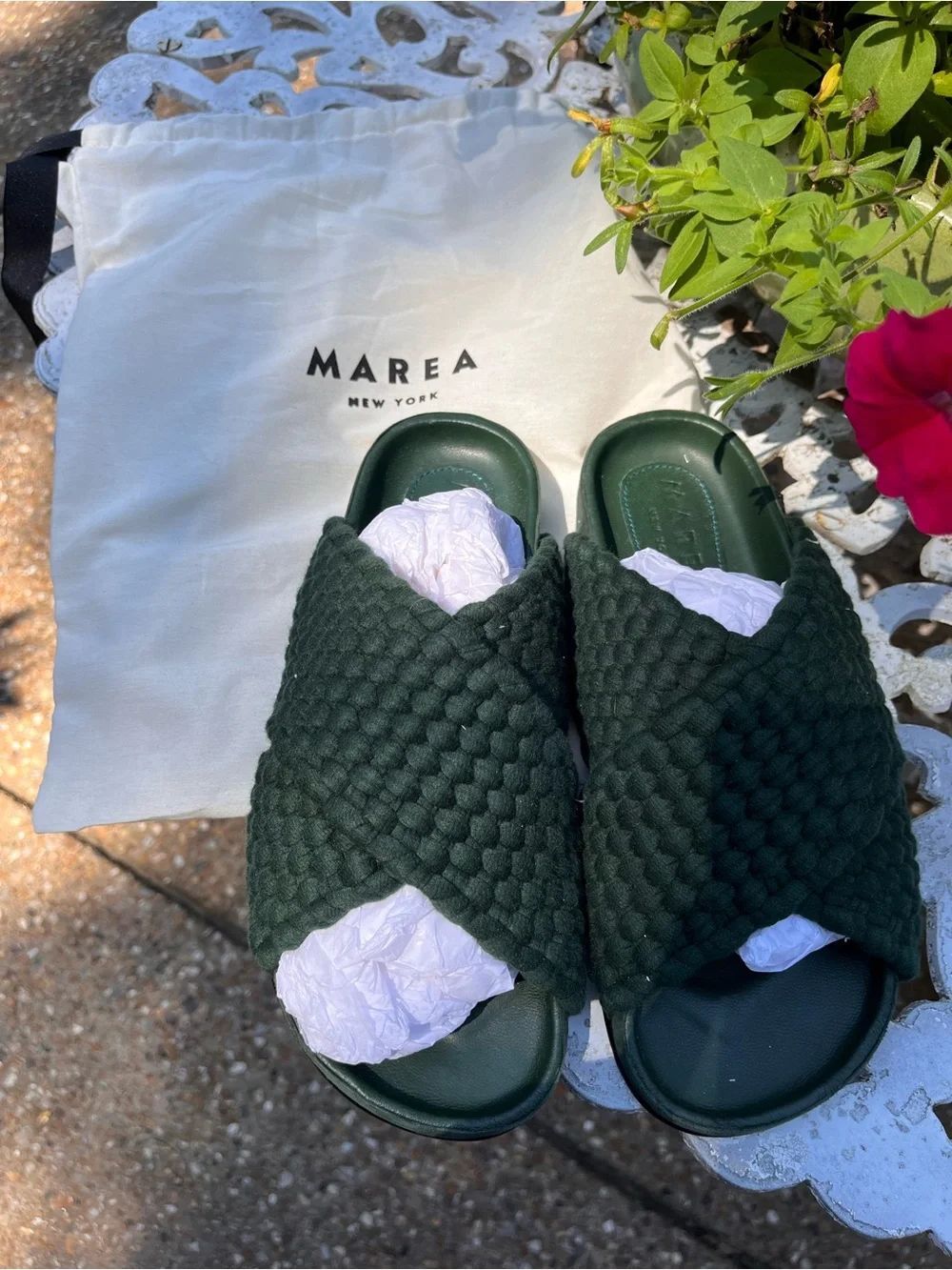 Marea New York Handmade Leather Chunky Slide Sandals NWT